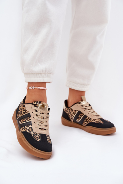 Adidași Femei Din Piele Ecologică Leopard Negru Satylies