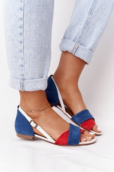 Sandale din piele Maciejka 04614-17 Navy-Red