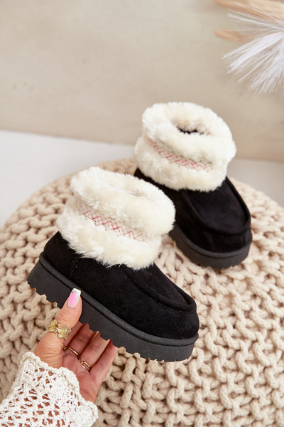 Schneestiefel Kinderstiefel Mit Fell Und Muster Schwarz Melefia