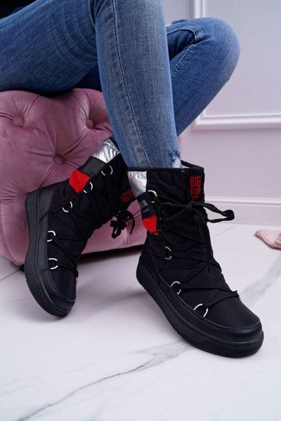 Bottes pour femmes Bottes de neige Fleece Warmed Big Star Noir EE274656