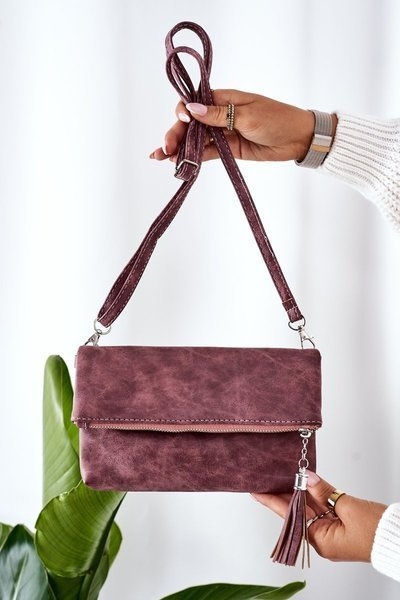Pochette Avec Bandoulière Amovible Et Franges Rose