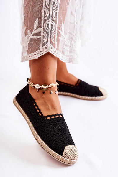 Női áttört Espadrilles Black Letisa