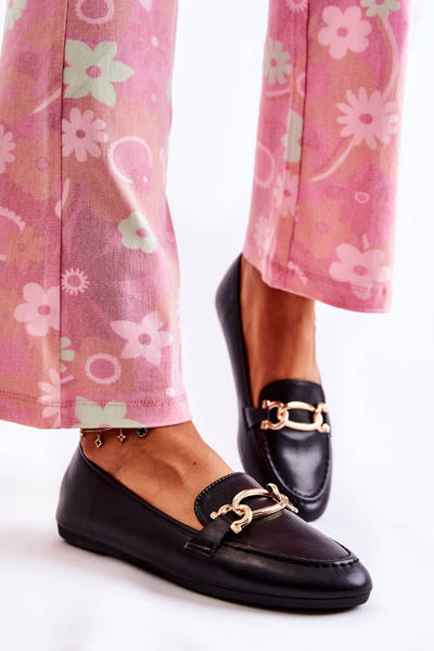 Mocassins En Cuir Avec Décoration Noir Millario