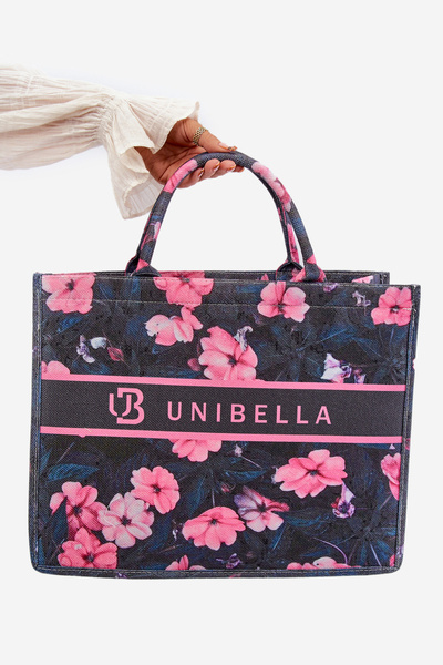 Große Tasche mit Blumen Schwarz-Rosa Mooch