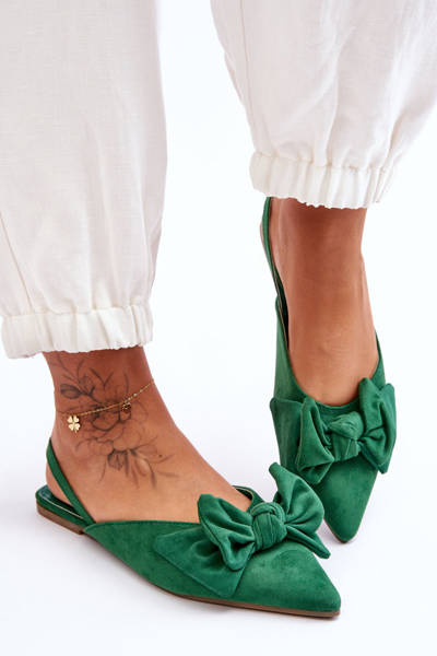 Ballerines Slip-On Femme Avec Noeud Vert Nadine