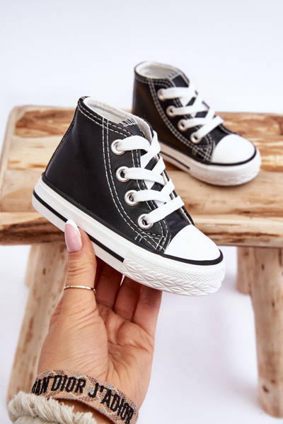 Kids' Leder High Sneakers Schwarz und weiß Marney