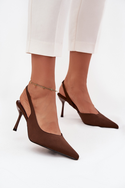 High Heels mit offenen Fersen Schokolade Lenira