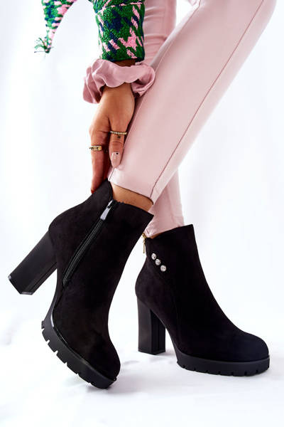 Bottes en daim à talon haut noir Lagerlla