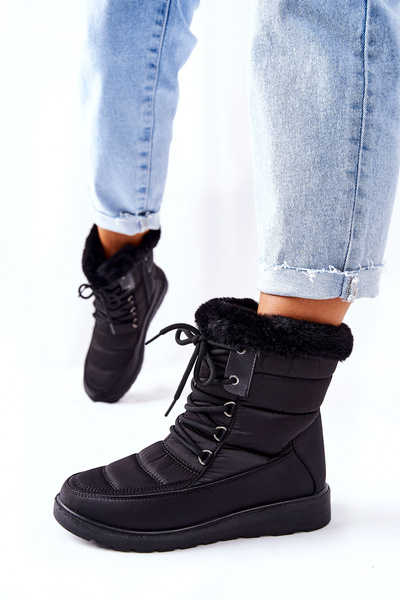 Hohe Stiefel mit Fleece Schwarz Haneta