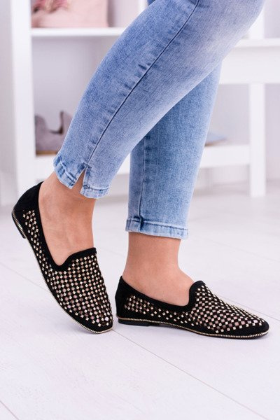 Lu Boo Fekete áttört balerina Lords Lords Studs Carmar