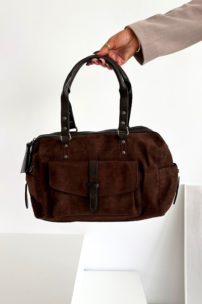 Tasche Aus Echtem Wildleder Schokoladen Gressa