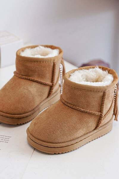 Bottes de neige isolées à franges enfant Camel Mikyla