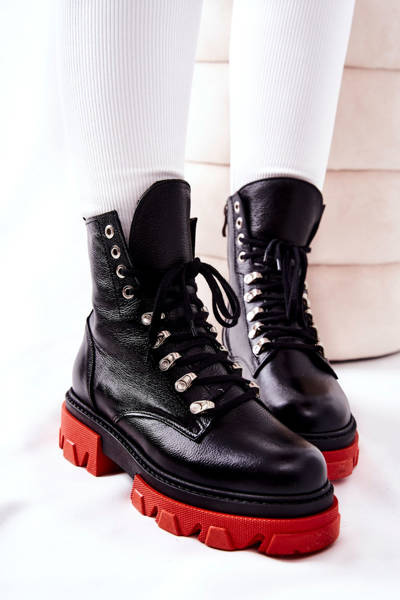 Bottes de travail en cuir rembourrées noires Kelley