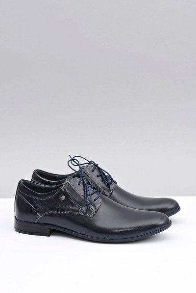 Marineblau Leder Elegant Massimiliano Halbschuhe