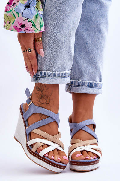 Keilsandalen mit Riemen Blau Ellen