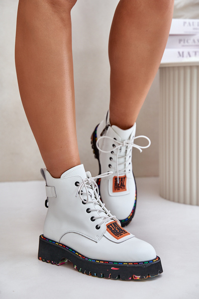 Bottines En Cuir Femme Zip Blanc Artiker 55C0515