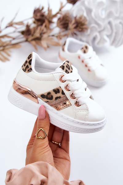 Pantofi sport din piele leopard alb trixie