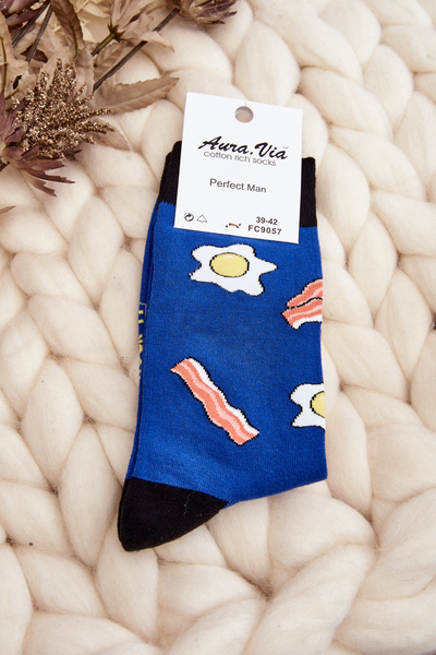 Chaussettes Homme à Motifs Oeufs Bleu