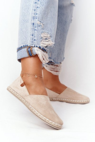 Damen Samt Espadrilles Beige Vulcano