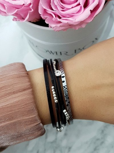 Damenarmband Strass Schwarz Michiko Perlen