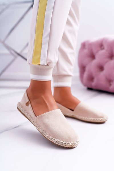 Viciile feminine din piele de căprioară espadrilles bej 8455
