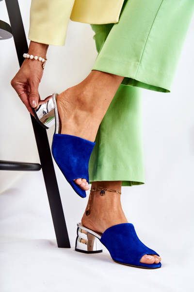 Damen-Slipper aus Wildleder mit Absatz Marineblau Perry