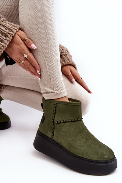 Bottes de neige en daim pour femmes Maciejka 06257-24 Olive