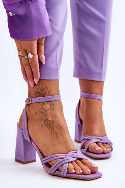 Classic Suede Heel Sandals Violet Bernett