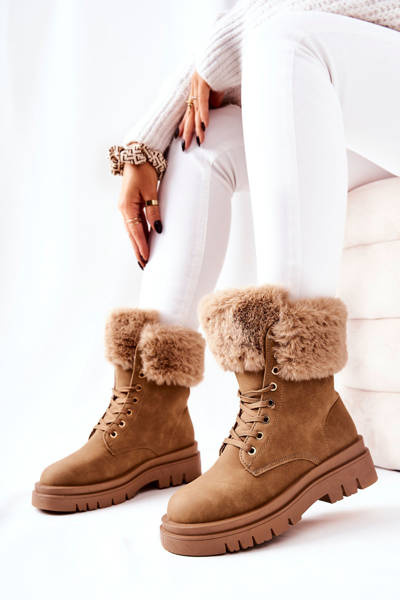 Odiniai bateliai su kailiu Beige Farley