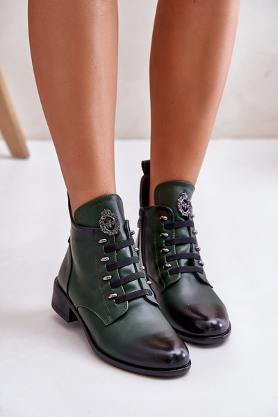 Bottines basses isolées avec fermeture éclair et décoration vert Nevalia