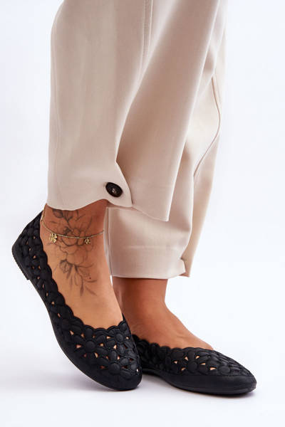 Women's Lace-Up Ballet Flats Black Visionary