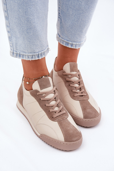 Chaussures Sportives en Cuir pour Femmes Beiges Laura Messi 2935