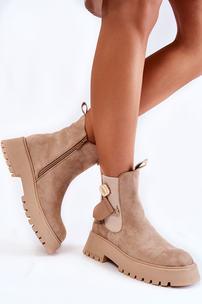 Wildleder Warme Stiefel Arbeiter Dunkelbeige Magnis