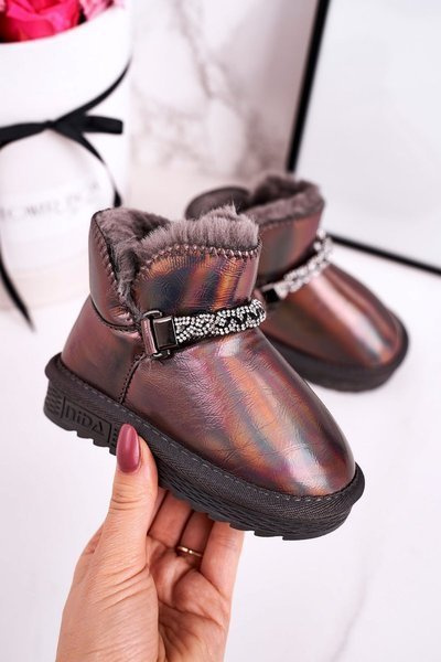 Kinder-Schneestiefel mit Fleece-Futter Petrol Grey Princess