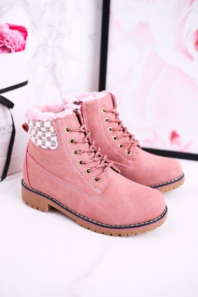 Kinder Booties Trapper Fleece-gefüttert Pink Forest
