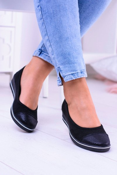 Elleni Stoff Schwarz Ballettschuhe mit Absätzen