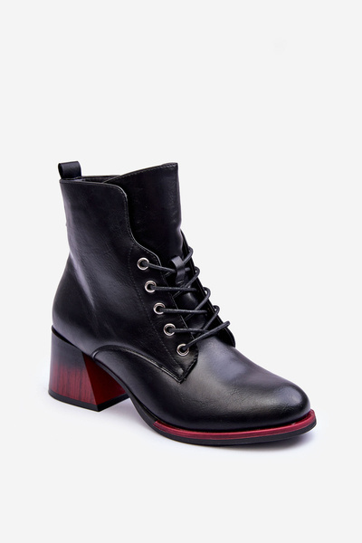 Lederstiefel Mit Absatz Schwarze Luloshe