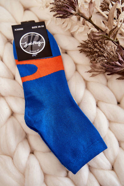 Baumwollsocken für Damen Orange Muster blaue