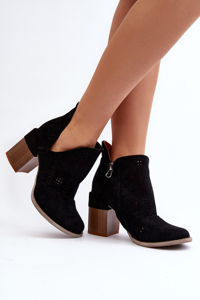 Bottines découpées noires à talon aiguille pour femme Niartima