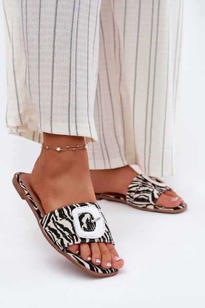 Sandales Plates Pour Femmes Avec Boucle Décorative Zebra Clariola