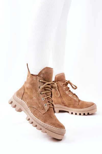 Bottines Trappeurs En Daim Rembourrées Camel Cressid
