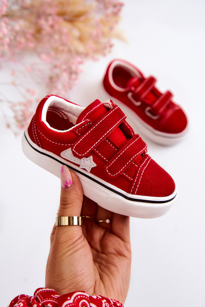 Classic Children's Sneakers With Velcro Red Phiris