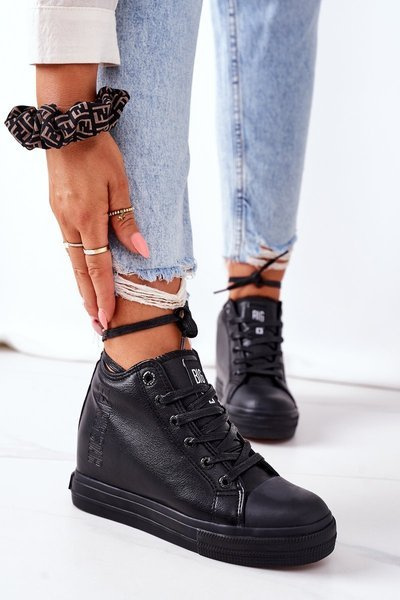 Baskets compensées en cuir Big Star EE274127 Noir