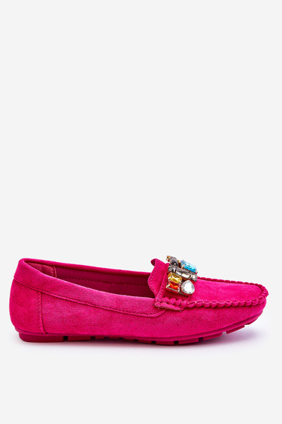 Pârâuri de piele de căprioară pentru femei cu cristale Fuchsia Lucille