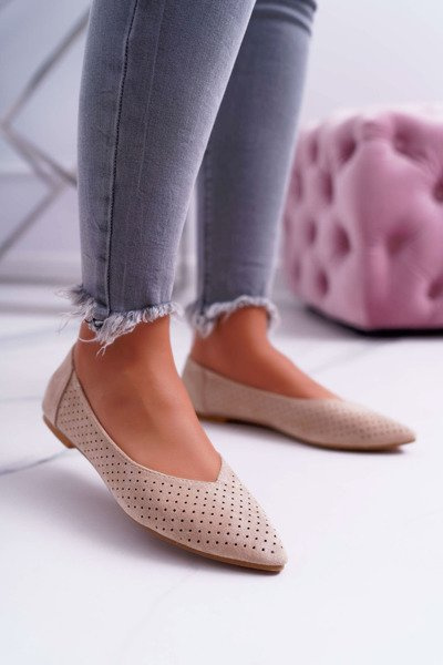Lu Boo Ballerinas pentru femei Openwork Desert bej