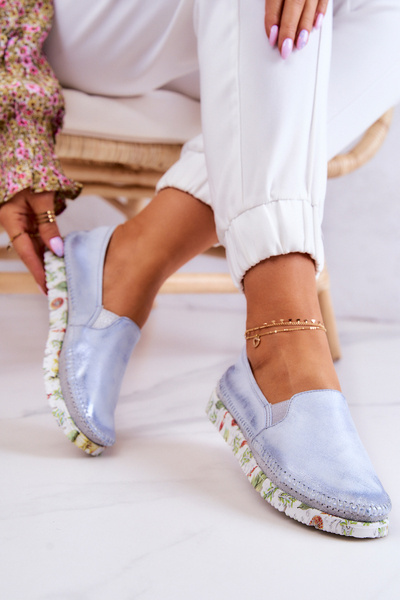 Damen-Slipper aus Leder Maciejka 03512-40 Hellblau