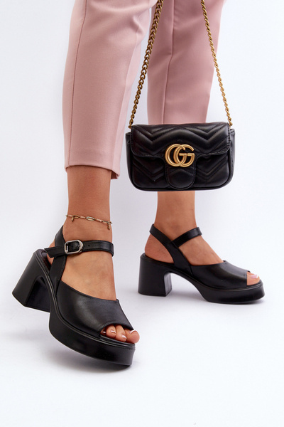 Sandales à talons hauts en cuir pour femmes Vinceza 66627 Noir