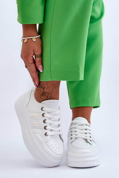 Modischer Damen-Plateau-Sneaker Weiß Claribel