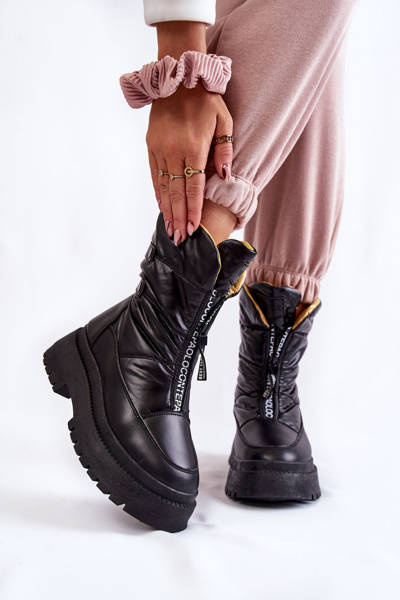 Bottes de neige hautes pour femmes avec fermeture éclair noir Moira