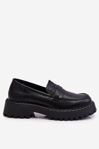 Women's Loafers Leather Shoes Big Star LL274458 Black